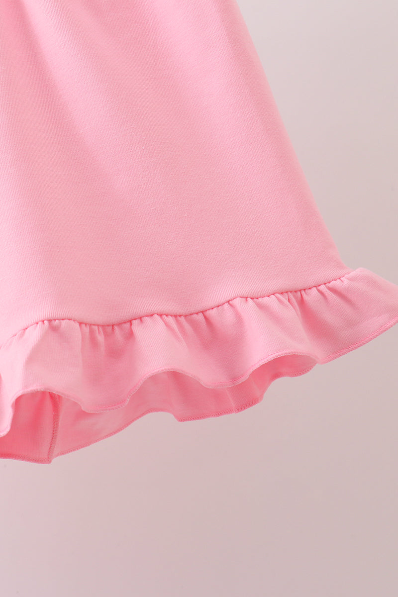 Pink Bow Print Ruffle Shorts Set - Aaria Tees Aaria Tees