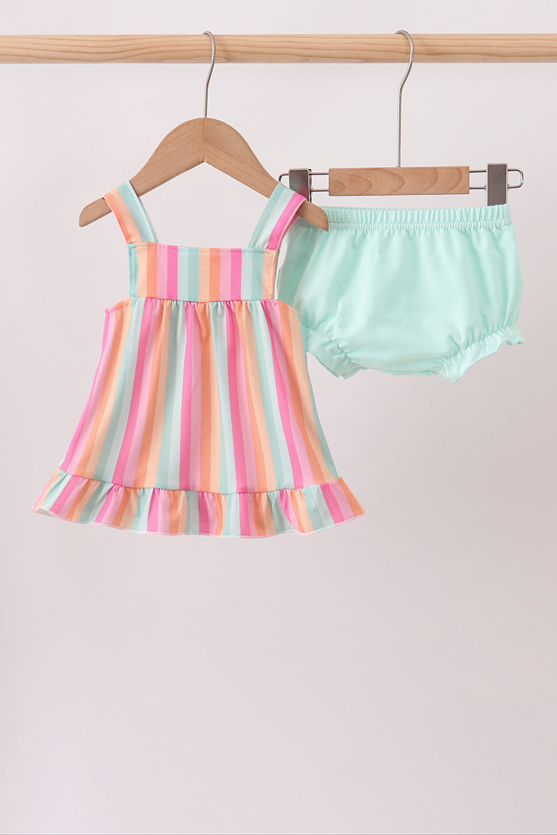 Rainbow Stripe Bloomer Set - Aaria Tees Aaria Tees