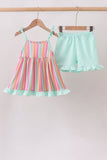 Rainbow Stripe Ruffle Set - Aaria Tees Aaria Tees