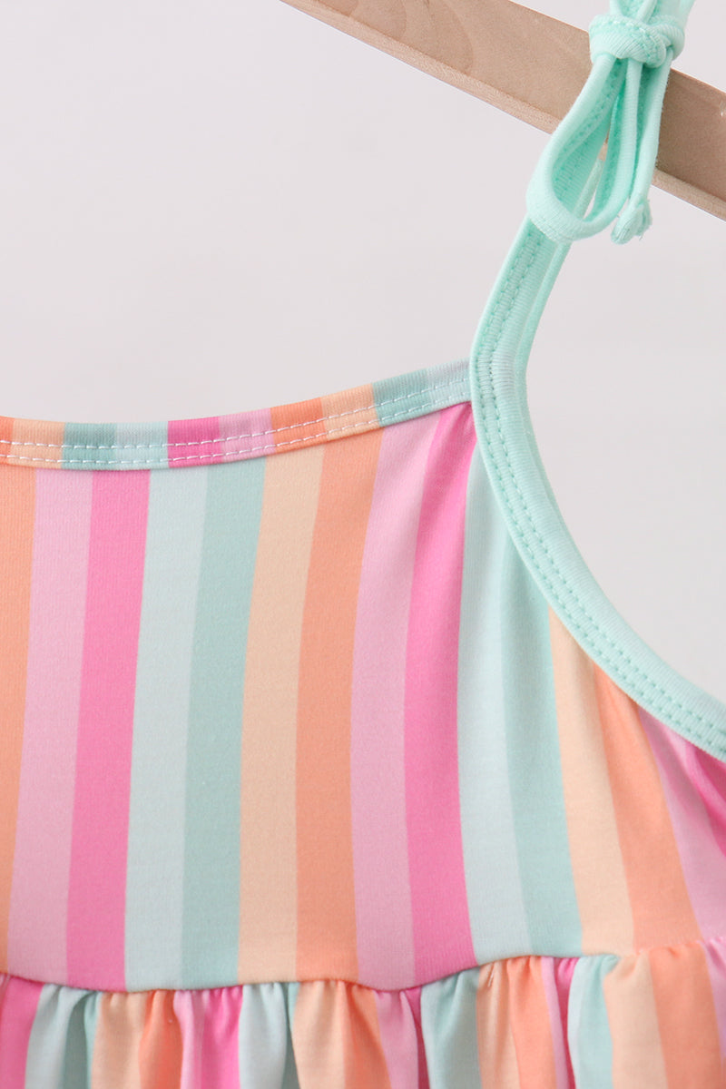 Rainbow Stripe Ruffle Set - Aaria Tees Aaria Tees