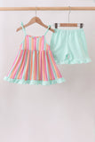 Rainbow Stripe Ruffle Set - Aaria Tees Aaria Tees