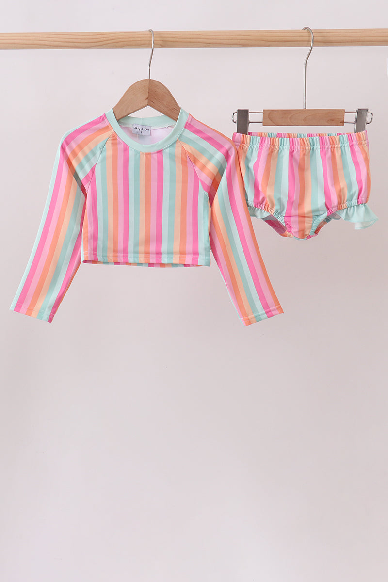Rainbow Stripe UPF Rashguard Set - Aaria Tees Aaria Tees