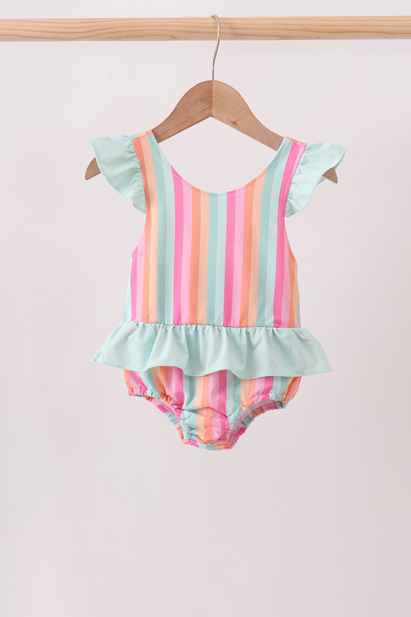 Rainbow Stripe UPF Swim One-Piece - Aaria Tees Aaria Tees