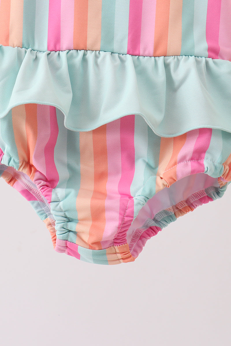 Rainbow Stripe UPF Swim One-Piece - Aaria Tees Aaria Tees