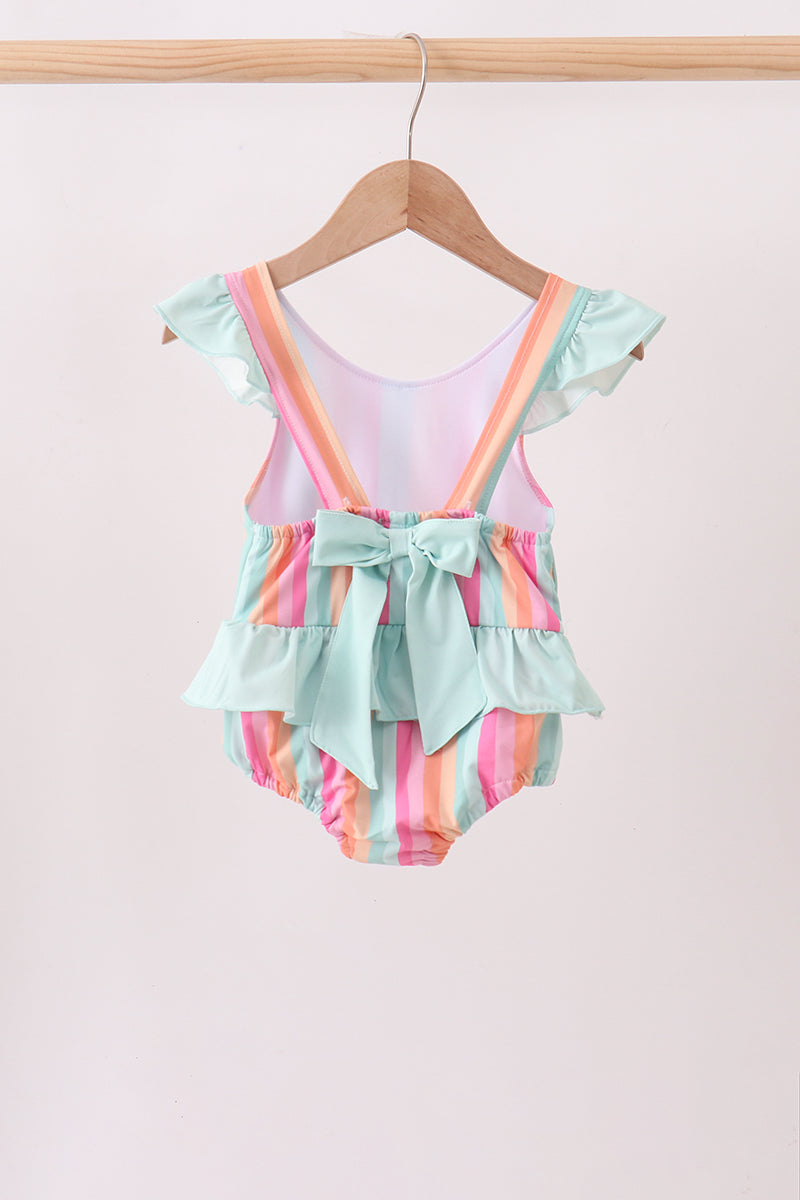 Rainbow Stripe UPF Swim One-Piece - Aaria Tees Aaria Tees