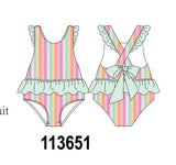 Rainbow Stripe UPF Swim One-Piece Aaria Tees
