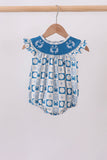 Blue Crab Embroidered Checkered Ruffle Bubble - Aaria Tees Aaria Tees
