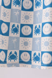 Blue Crab Embroidered Checkered Ruffle Shorts Set - Aaria Tees Aaria Tees