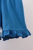 Blue Crab Embroidered Checkered Ruffle Shorts Set - Aaria Tees Aaria Tees