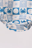 Blue Crab Embroidered Checkered Bubble - Aaria Tees Aaria Tees