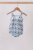 Blue Crab Embroidered Checkered Bubble - Aaria Tees Aaria Tees