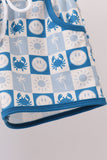 Blue Crab Embroidered Checkered Shorts Set - Aaria Tees Aaria Tees