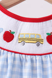 Blue School Bus Smocked Gingham Ruffle Shorts Set - Aaria Tees Aaria Tees