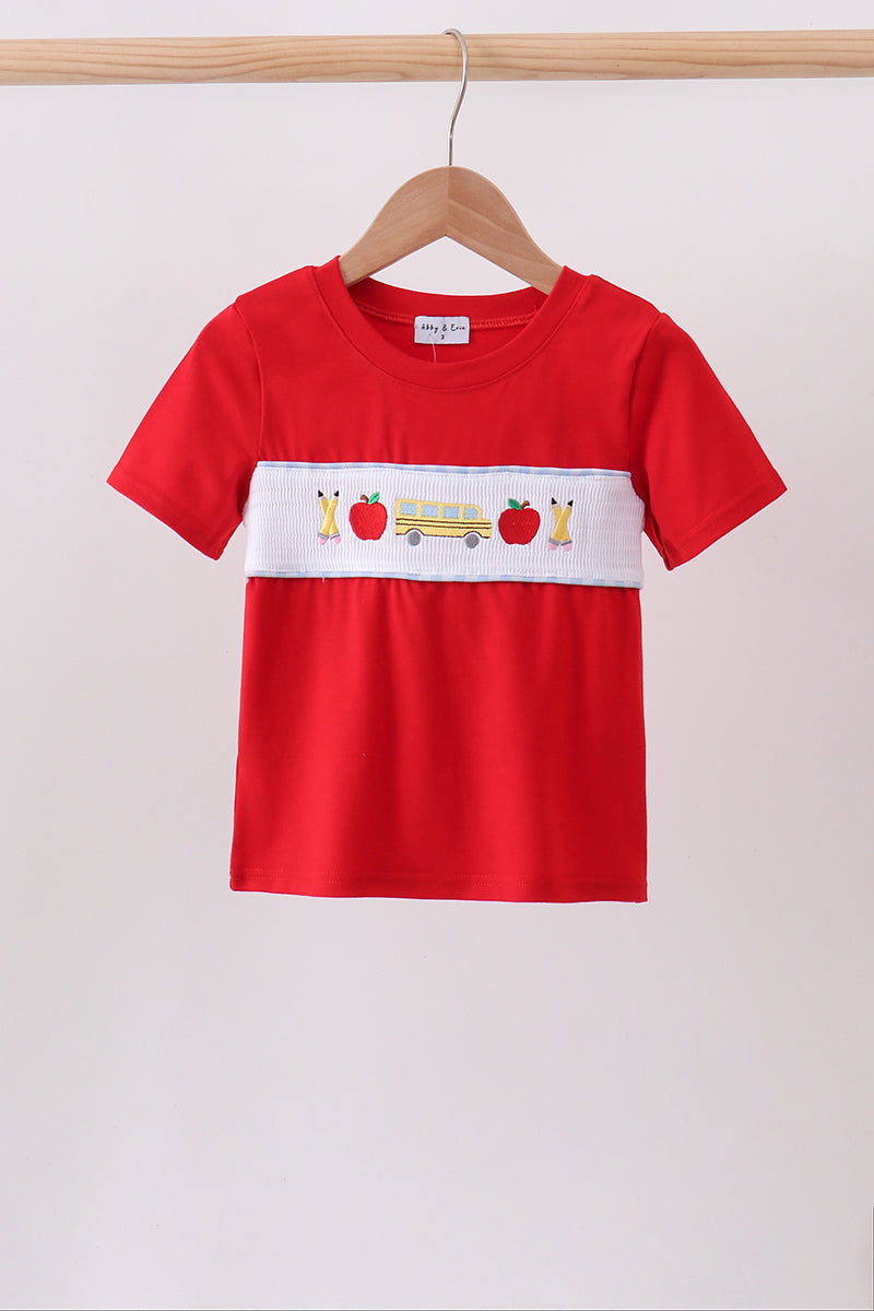 Red School Bus Smocked top - Aaria Tees