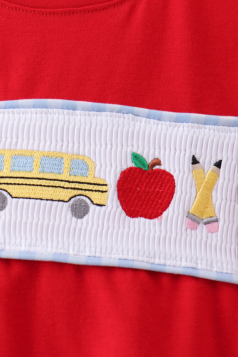 Red School Bus Smocked top - Aaria Tees Aaria Tees
