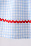 Blue School Bus Smocked Gingham Dress - Aaria Tees Aaria Tees