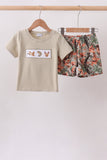 Camo Wildlife Embroidered Shorts Set - Aaria Tees Aaria Tees