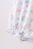Blue Floral Smocked Bubble - Aaria Tees Aaria Tees