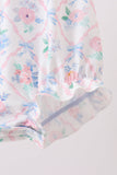 Blue Floral Smocked Bubble - Aaria Tees Aaria Tees