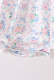 Blue Floral Smocked Bubble - Aaria Tees Aaria Tees