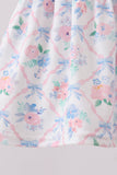 Blue Floral Smocked Bloomer Set - Aaria Tees Aaria Tees