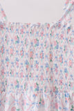 Blue Floral Smocked Mom Dress - Aaria Tees Aaria Tees