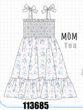 Blue Floral Smocked Mom Dress Aaria Tees