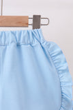 Blue Floral Smocked Ruffle Shorts Set - Aaria Tees Aaria Tees