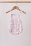 Pink Gingham Bow Print Lace Bubble - Aaria Tees Aaria Tees