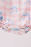 Pink Gingham Bow Print Lace Bubble - Aaria Tees Aaria Tees