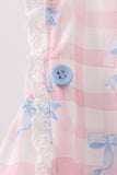 Pink Gingham Bow Print Lace Bubble - Aaria Tees Aaria Tees