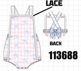 Pink Gingham Bow Print Lace Bubble Aaria Tees