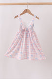 Pink Gingham Bow Print Dress - Aaria Tees Aaria Tees