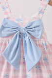 Pink Gingham Bow Print Dress - Aaria Tees Aaria Tees