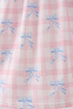 Pink Gingham Bow Print Dress - Aaria Tees Aaria Tees