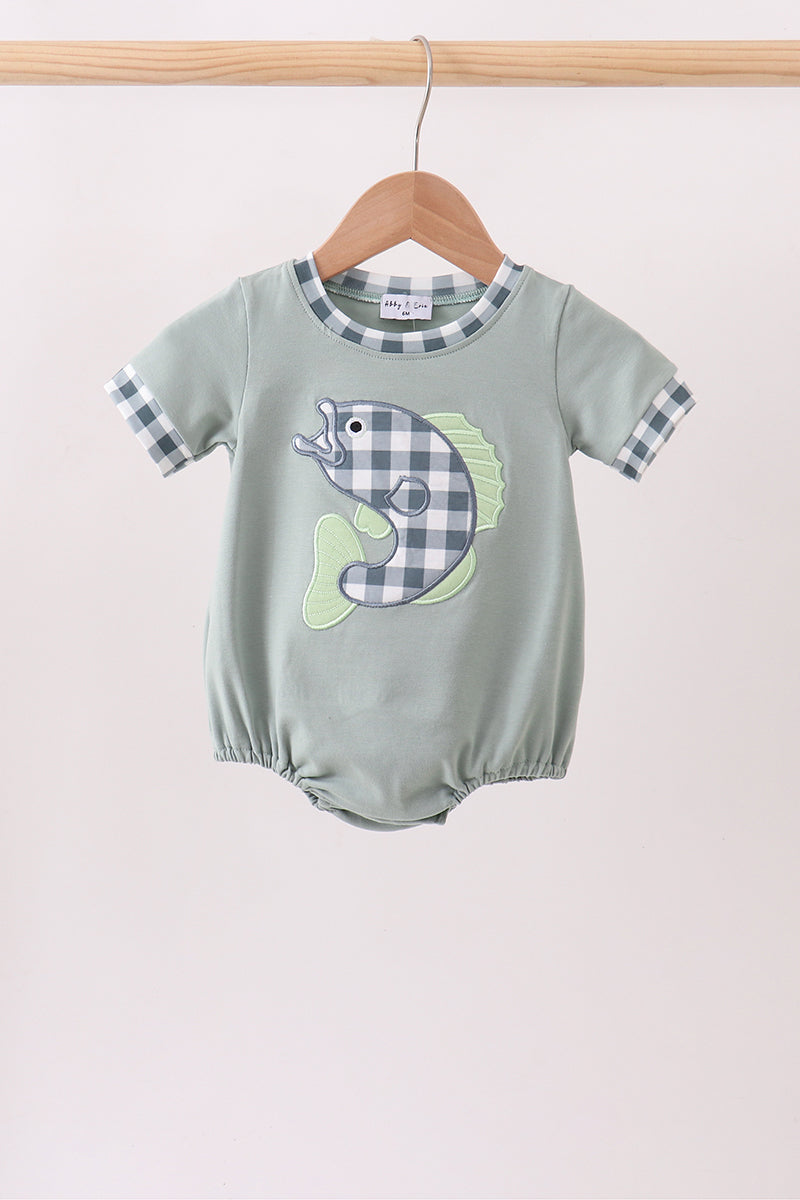 Green Fish Applique Bubble - Aaria Tees