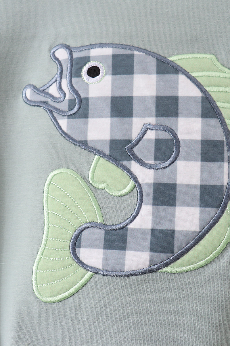 Green Fish Applique Bubble - Aaria Tees Aaria Tees