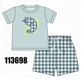 Green Fish Applique Shorts Set Aaria Tees