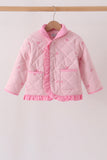Pink corduroy bow embroidery ruffle jacket - Aaria Tees Aaria Tees