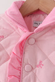 Pink corduroy bow embroidery ruffle jacket - Aaria Tees Aaria Tees