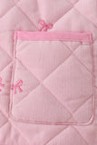 Pink corduroy bow embroidery ruffle jacket - Aaria Tees Aaria Tees