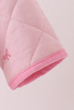 Pink corduroy bow embroidery ruffle jacket - Aaria Tees Aaria Tees
