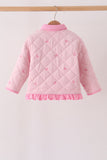 Pink corduroy bow embroidery ruffle jacket - Aaria Tees Aaria Tees