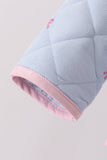 Blue corduroy bow embroidery ruffle jacket - Aaria Tees Aaria Tees