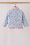 Blue corduroy bow embroidery ruffle jacket - Aaria Tees Aaria Tees