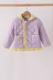 Purple corduroy bow embroidery ruffle jacket - Aaria Tees Aaria Tees
