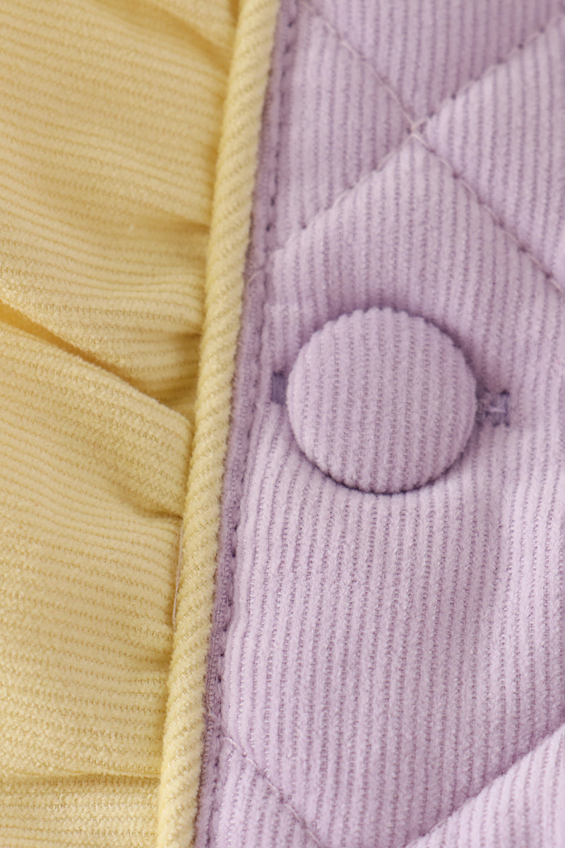 Purple corduroy bow embroidery ruffle jacket - Aaria Tees Aaria Tees