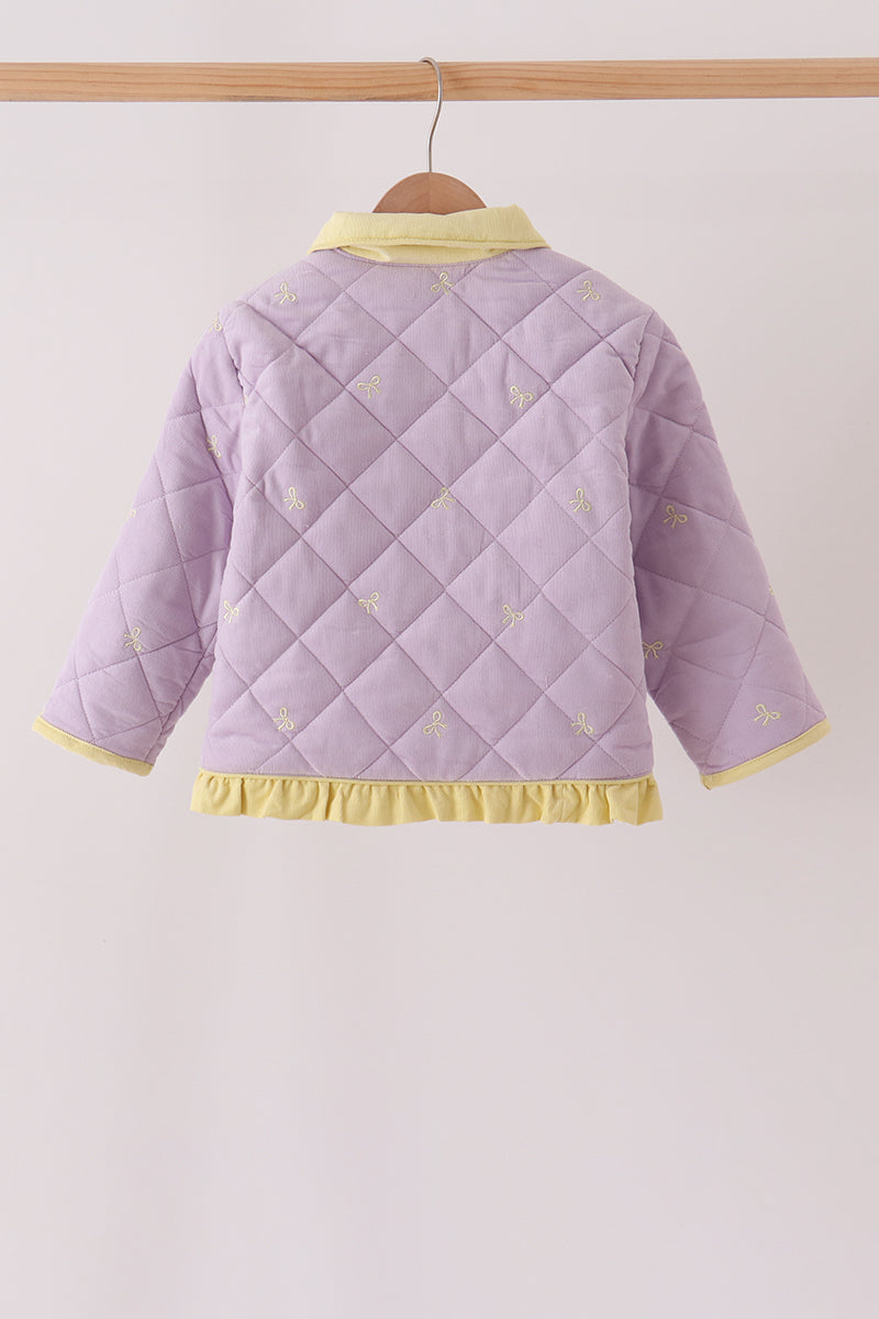 Purple corduroy bow embroidery ruffle jacket - Aaria Tees Aaria Tees