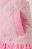 Pink corduroy bow embroidery ruffle vest - Aaria Tees Aaria Tees
