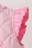 Pink corduroy bow embroidery ruffle vest - Aaria Tees Aaria Tees
